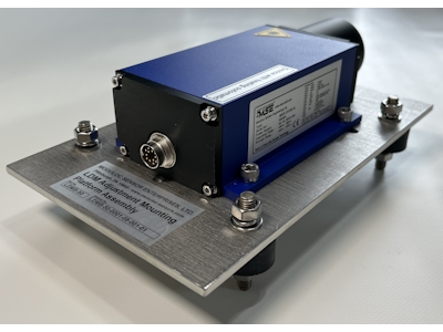Back view of the MSE-D150 Laser Distance Measurement Sensor showing the rear flange mount connector.