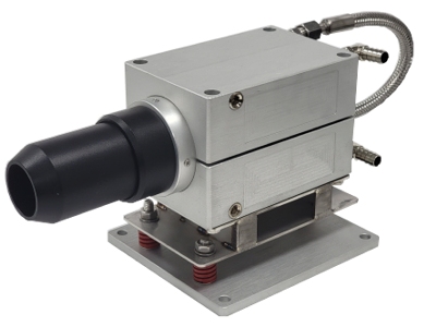 Model MSE-LT205VHT Laser Distance Measurement Sensor for Heavy Duty applications shown with water optional cooled jacket 